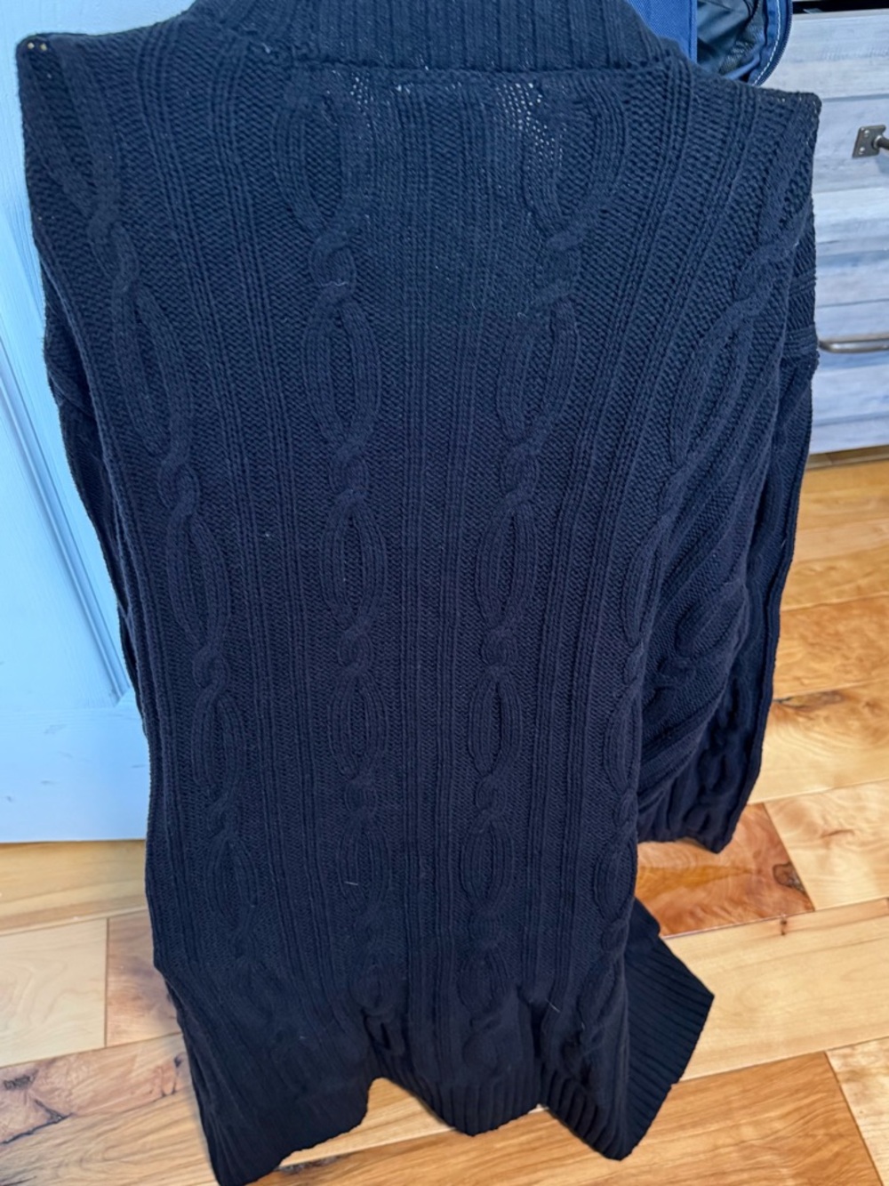 St. John's Bay Black Cable-Knit Open Cardigan - Picture 2 of 3